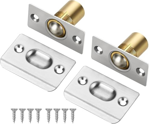 Litensh 2pcs Loquet à Bille de Porte, Réglable Fermeture à Bille Verrou de Boule de Porte en Acier Inoxydable Loqueteau à Bille Fermoir Loquet Bille Roller Ball Meubles Loquet de Porte argent