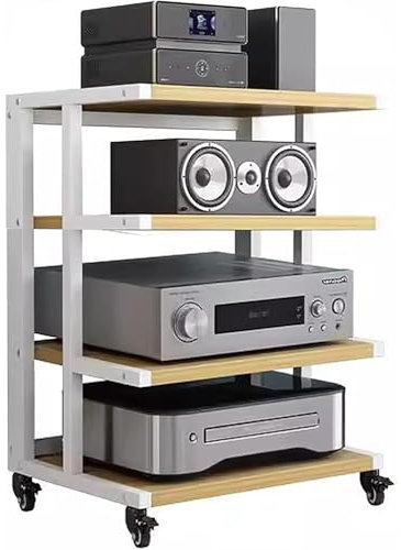 ZYXQQJ Gabinete De Componentes De Audio Soporte AV, Estante para HiFi, Estante para Amplificador, Estante para Consola De Videojuegos(Walnut,4 Tier)
