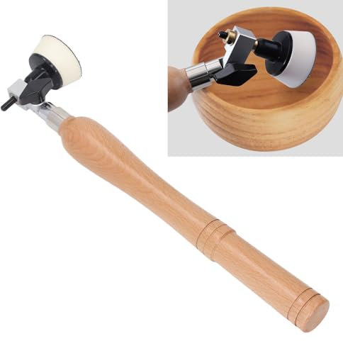 Drehschalenschleifer Kit Holzgriff, Drehschleifer -Kit, 1 Zoll 2 Zoll Pads 50pcs Schleifscheiben, 60 80 120 220 320 Körner, Einstellbarer Lagerkopf, Effizient Schleife Gekrümmte