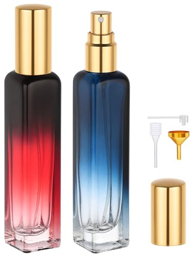 Segbeauty Bote Colonia Recargable, 2 Piezas 15ml Atomizador Perfume Recargable, Frasco Perfume de Vidrio, con Cabezale de Bomba, Embudo y Pipetas