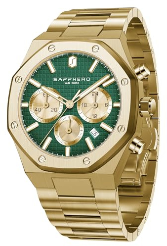 SAPPHERO Herren Uhren Luxus 50M Wasserdicht Armbanduhr für Männer Geschäftlich Datum Sport Zeit Mode Stahlband Uhr Geschenk für Männer