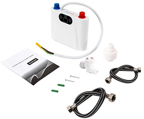 KOLHGNSE Elektronischer Durchlauferhitzer, 5.5KW Untertisch Druckfest Wasserdicht Elektrischer Klein Durchlauferhitzer Badezimmer 220V Mini Küchenuntertischgerät