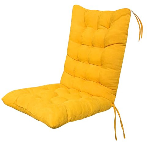 Generisch Kissen Gartenstuhl Auflage Sitzkissen, Niedriglehner Stuhlauflage Rückenkissen mit Bänder, Indoor Outdoor Home Büro Sitzauflage Niedriglehner 100 x 45cm (Gelb)