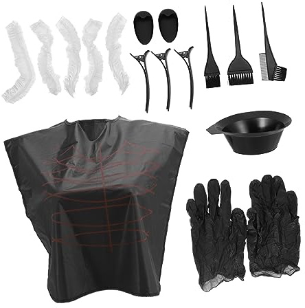 OATIPHO Kit Profesional para Teñir el Cabello Cepillo y Peine de Plástico Negro, Herramienta de Peluquería para Coloración y Mechas en Salón o Uso DIY Color Aleatorio