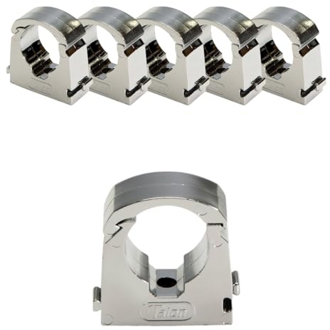 Talon Hinged Pipe Clips – Secure Pipe Fixing Brackets for 15mm Pipes | Snap-Fit Hinged Clip Design | Easy Screw Fixing Base | Strong Grip & Durable Build | Project DIY (5 Pack, Chrome 15mm)