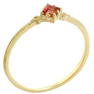 Freundschaftsringe Zart, Freundschaftsringe Freundinnen mit Quadratischem Turmalin 18K Gelbgold Größe 60 (19.1)
