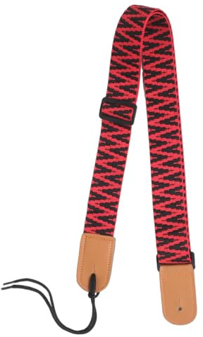 VANZACK Ukulelengurt Verstellbar für Kinder und Erwachsene Nylon Schultergurt in Retro Rot Ergonomisch und Langlebig Kompatibel mit Akustik und E-ukulelen