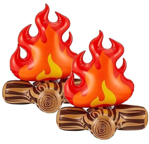 Ovanda 2 Aufblasbare Flamme Modell 28 x 30 cm für Halloween & Camping | Leichtes PVC, aufblasbar und wiederverwendbar; 28 x 30 cm für Fotorequisiten, Halloween, Weihnachten, Partys und Zelt-Deko.