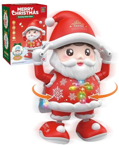 TZQFROCE Weihnachtsmann Spielzeug mit Musik/Licht Kreativer Tanzender Weihnachtsmann Weihnachtsdekoration für Kinder Mädchen Junge Spielzeug Geschenk ab 4 Jahr Mädchen Junge
