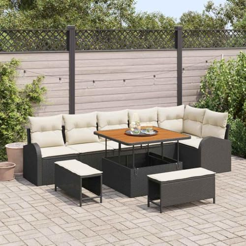 Qnhdfrt Garten Sofa Set 3 Sitzer Outdoor Lounge Möbel aus Metall Aluminium mit Cremeweißen Kissen Modulares Design für Terrasse Balkon und Garten