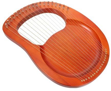 19-Saitige Holzleierharfe für Kinder, Portable Lyra mit 2 Plektren | Melodischer Klang zum Entspannen, Braun, Inklusive Ersatzsaiten, als Geschenk