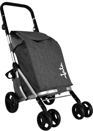JATA HCAR2502 40L shoppingvagn med kylväska för fryst 2 x 360° vridbara hjul hopfällbar vagn med broms aluminiumchassi