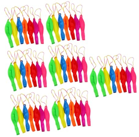FUNNETOYU 50Pcs Latex Punching Ball Balloons with Elastic Bands Multi-colored Hand Pat for Inflatable Balls for Party Fun and Active Play Random Color