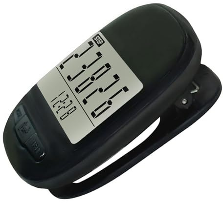 Clip On Pedometer – Digital LCD Display Step Counter | Portable Fitness Tracker, Odometer With Clock Function | for Walking Running Hiking Jogging Exercise Men Women Kids Daily Activity Health Monitor