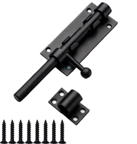 160mm Gate Latch Bolt Lock, SUS304 Stainless Steel Heavy Duty Sliding Gate Latch Bolt Door Lock with Padlock Hole, for Garages, Fence, Bedrooms