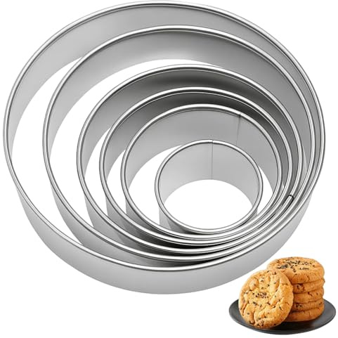 6-Piece Scone Cutter Set, Pastry Cutters for Baking, Round Cookie Cutter, Doughnut Cutter, Ring Cutter, Stainless Steel, Durable, Easy to Clean