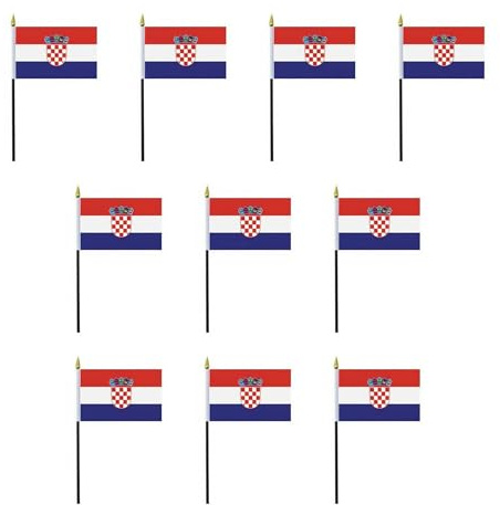 Sonia Originelli Kroatien Tischfahnen 10er Set 14 x 21 cm ohne Tischfuß - Fanartikel in der kroatischen Nationalflagge für WM, EM und Events