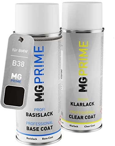 MG PRIME Autolack Set Spraydose für BMW B38 Midnight Blue II Metallic +1K | Midnight Blue Metallic, Set aus Basislack + Klarlack, Sprühdosen 400ml