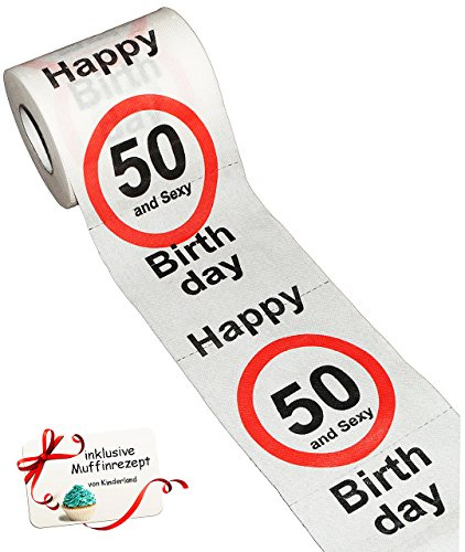 alles-meine.de GmbH 3 Rollen Toilettenpapier - 50. Geburtstag/fünfzig und Sexy - Happy Birthday - 28 m - Verkehrsschild - WC Klopapier Klopapier - lustig Klorolle große R..
