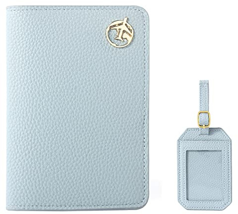 Lychii Reisepass Schutzhülle, Passport Holder für Damen Herren, PU Leather Reisebrieftasche Travel Wallet Organizer für Kreditkarten, Ausweis und Reisedokumente (Blau Set