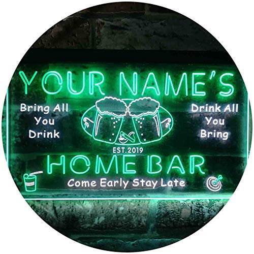 ADVPRO Personalized Your Name Est Year Theme Home Bar Beer Dual Color LED Barlicht Neonlicht Lichtwerbung Neon Sign Weiß & Grün 300 x 210mm st6s32-p2-tm-wg