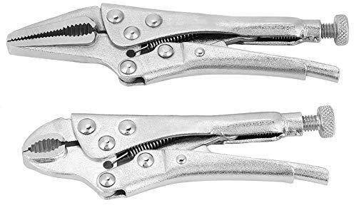 2 Pcs Locking Pliers, Ground Mouth Locking Pliers Set, Straight Jaw Lock Clamp Hand Tools Made of High Carbon Steel
