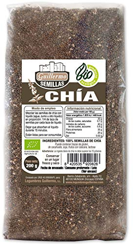 Guillermo | Semillas de chía BIO Guillermo - Paquete 200 g. | 100% ecológico | Superalimento | Alto contenido de proteínas vegetales | Rica en fibra