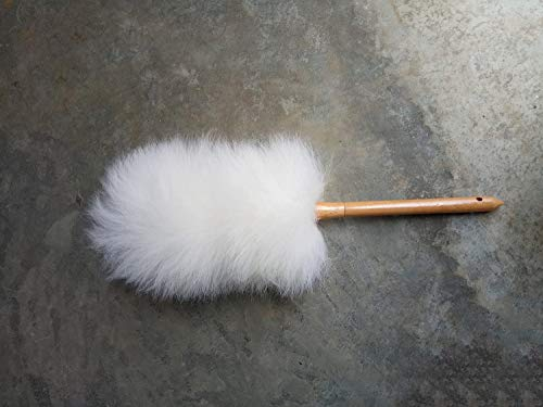 ANQI - Spolverino con piuma d'agnello, antistatico, con manico in legno massiccio, per casa, ufficio e auto, flessibile e doppia, colore: Bianco