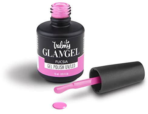 Valmy GlamGel Gel Polish UV/LED, Smalto Semipermanente per Unghie Professionale a Lunga Durata, Smalto in Gel ad Asciugatura Rapida per Lampade UV o LED (Fucsia) (15 ml)