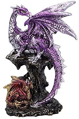 Nemesis Now Figurine parentale Dragon et Dragon, Couleur Violet, 15,2 cm