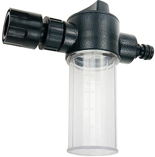 Modengzhe CS203314 Multifunktionaler Hochdruck Autowaschschaum Reservoir, Gartenschlauch Sprühdüse Flasche Schaumspender (Transparent und Schwarz, Kunststoff)
