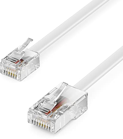 deleyCON 1m Cavo Telefonico RJ11 a RJ45 Cavo Modulare Cavo Piatto da Connettore RJ11 a Connettore di Rete RJ45 Presa Telefonica Modem Router Fax ISDN DSL VDSL Internet Bianco