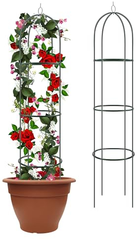 Albert Austin Metal Garden Obelisk Tower Support for Climbing Plants, Shrubs, Roses - Rustproof Metal Garden Trellis Outdoor Climbing Frame