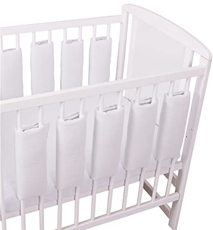 Bello24 - Universeller Babybett Gitterschutz mit Klettverschluss aus 100% Baumwolle 38x30cm (Weiß, 6)