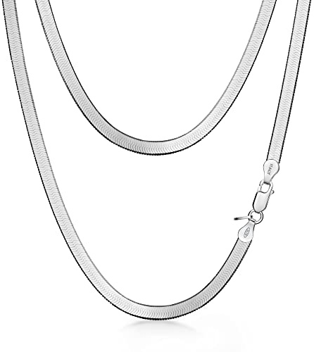 Amberta Damen Flache Schlangen Halskette aus 925 Sterling Silber