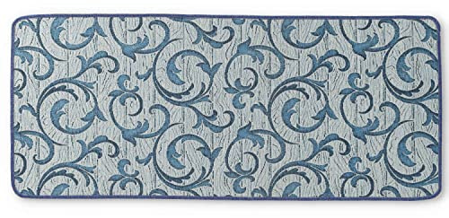 Casatessile Passatoia Tappeto Cucina Larga 52 cm Giglio FIORENTINO GOBELIN Tappeto lavello Antiscivolo, Corsia per Cucina Lavabile, Passatoia Lunga. - Blu, 180 cm.