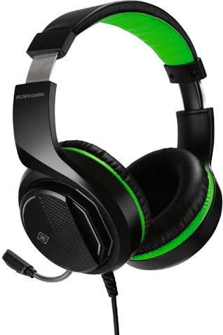DELTACO Gaming Stereo-Gaming-Headset für Xbox Series S/X, 1 x 3,5-mm-Anschluss, Schwarz/Grün