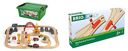 BRIO Bahn 33097 - Frachten Set Deluxe & Bahn 33344 - Mech. Weichenpaar (L1/M1)