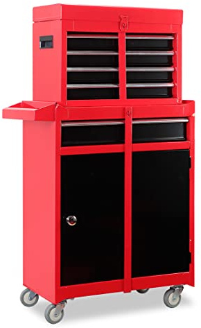 BIG RED 5-Drawer Rolling Tool Chest/Box with wheels,Metal Removable Tool Storage Cabinet for Garage and Workshop,Red/Black,ATBT3426R-RB