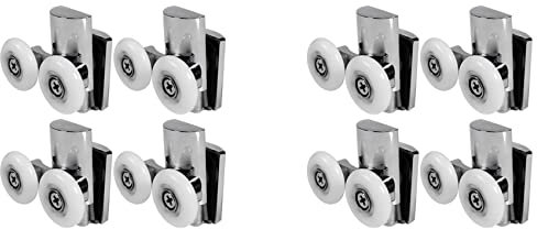 Lot de 8 roulettes de porte de douche 23 mm en alliage de zinc robuste pour portes de douche coulissantes plates