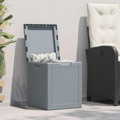 Keketa Homgoday Garten-Aufbewahrungsbox 90L Grau PP-Holzoptik, witterungsbeständig, UV-resistent, für Innenhof und Terrasse Model151233