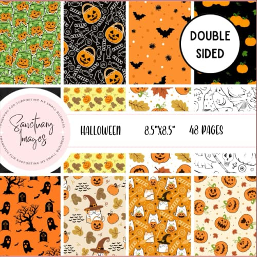 Halloween Scrapbooking Paper pack: Decorative Craft Paper Pad Supplies, Junk Journaling, Scrapbooking, & Crafting Projects - Double Sided 8 x 8