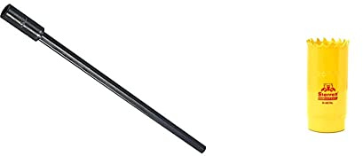Starrett Holesaw Arbor Extension Bar - A5 12 in/300mm Steel Extension Drive Rod & HSS Bi-Metal Hole Saw - FCH0100 Fast Cut Extra Cobalt Hole Saw