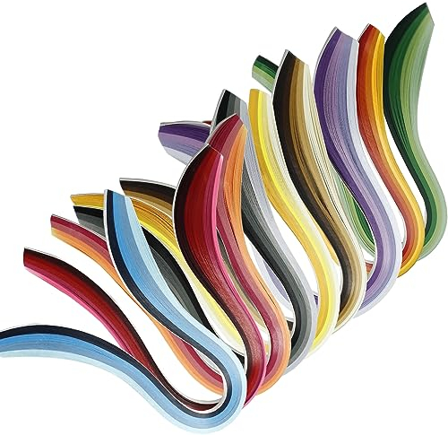 Hitefu 9 Sets Quilling-Papierstreifen, 5 mm Breite, Papier-Quilling-Streifen, mehrfarbige Papierstreifen-Kits, 38,1 cm Länge