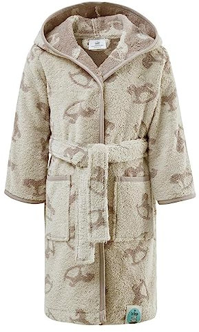sei Design DEIN BIO Bademantel aus 100% BIO-Baumwolle, Kinder Kapuzenbademantel perfekt für die Kinder 6+ Monaten bis 3-4 Jahre, Baby Erstausstattung, Geschenk für Neugeborene