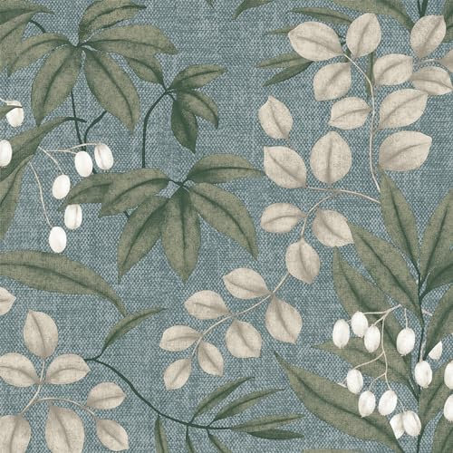 Superfresco Easy Persephone Duck Egg Blue Floral Wallpaper - Paste The Wall - Blue Wallpaper - Classy intertwining Floral Leaves Textured Design - Feature or 4 Wall Design - Suitable for Any Room