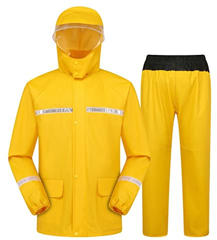 CAUYDY Adult Lang Regenponcho Wiederverwendbarer Ripstop Regenjacke mit Verstellbarer Kapuze Leichte Wasserdichte Regenmantel Fahrrad Poncho Wasserdichte Jacke für Herren Damen Regenmantel