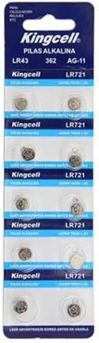 MUNDDY - Pack de 10 Pilas de Boton en Blister AG11 / G11 / LR721 / 162 / SR721W / GP62A / 362 / LR58 / 1,5V, Alkaline