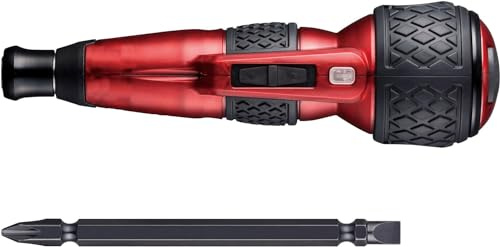 VESSEL 220USB-P1RE Electric Ball Grip Screwdriver Plus Premium 3-Level Switching Mode, Limited Color (Red) with 1 Bit