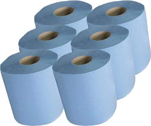 Blue Rolls 2ply Embossed Centre Feed Hygiene, Commercial/Kitchen Use Paper Hand Towel (Pack of 6) - mynutri